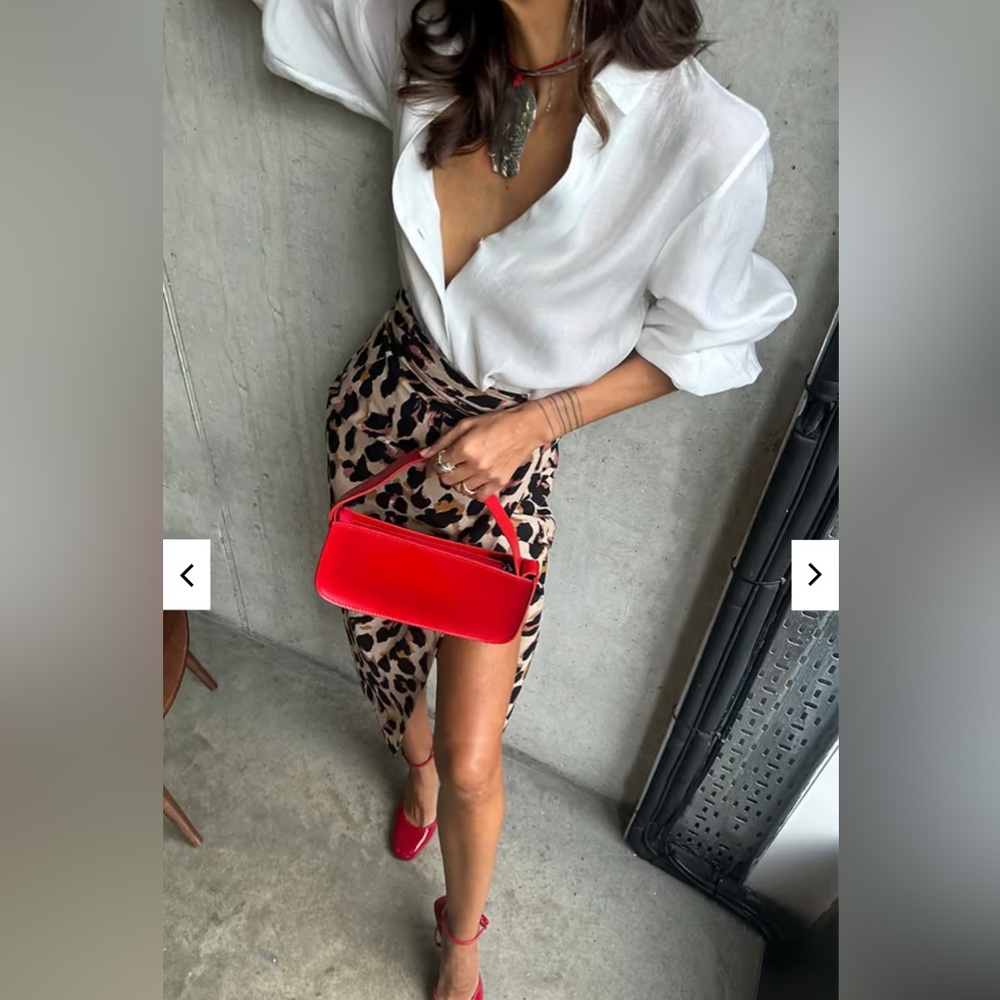 Never Fully Dressed Jaspre Leopard Print Wrap Midi Skirt